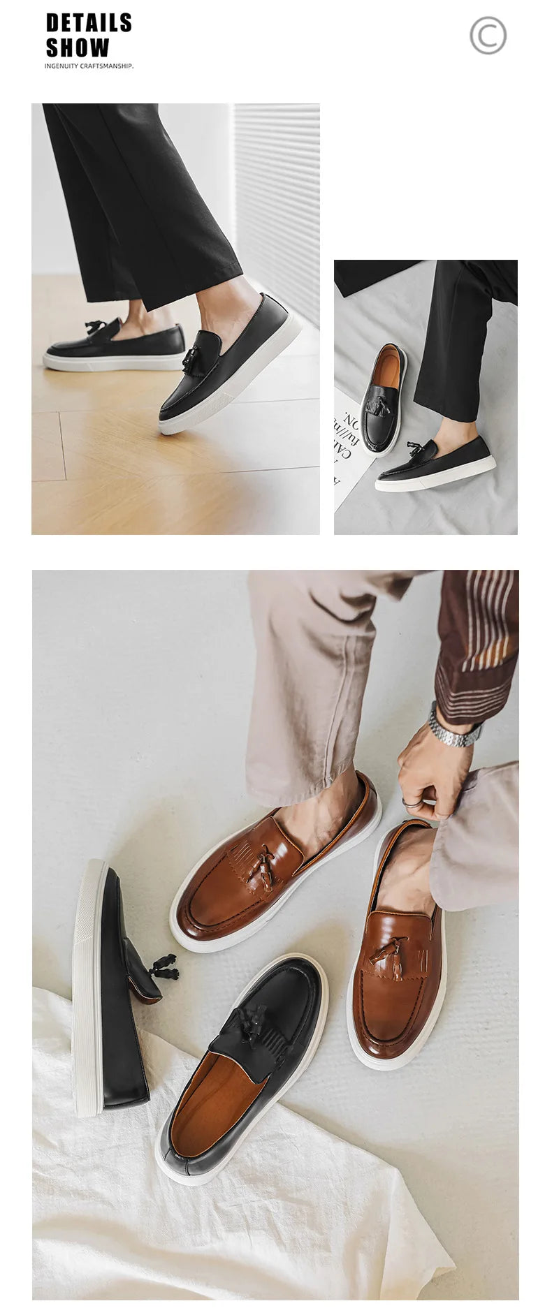 Designer Luxury Mens Wedding Dress 38~46 Tassel Loafers Brand Business Casual Moccasin Leather Driving Formal Suit Shoes for Men