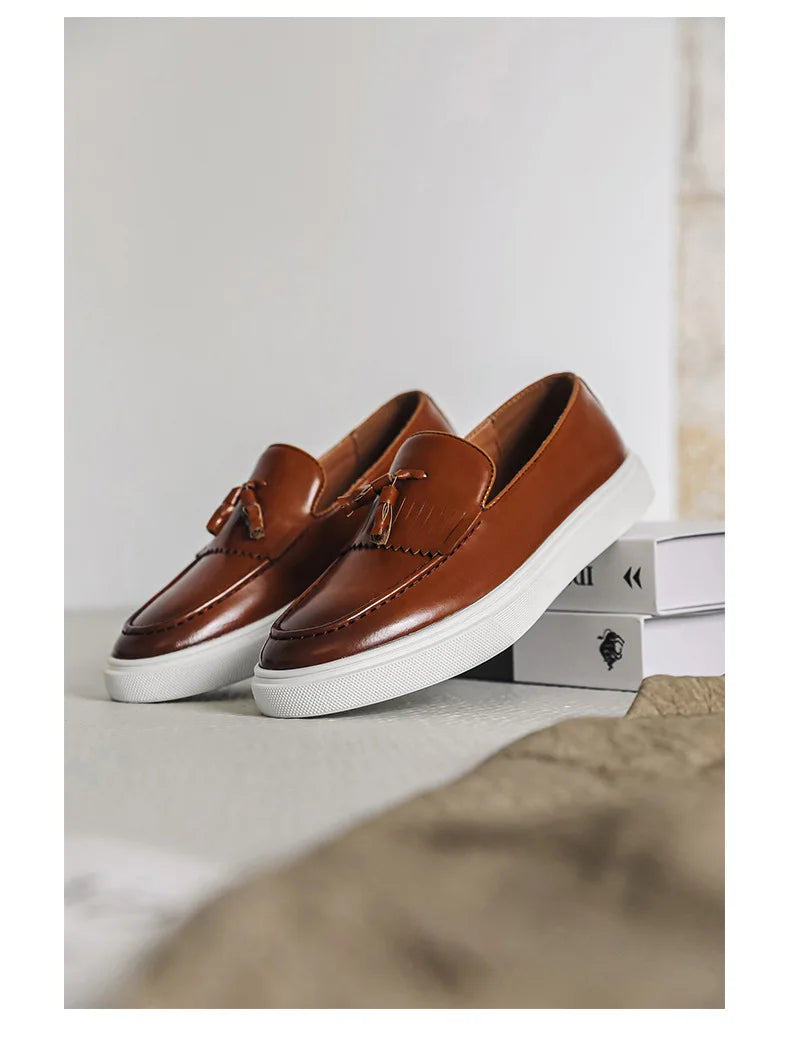 Designer Luxury Mens Wedding Dress 38~46 Tassel Loafers Brand Business Casual Moccasin Leather Driving Formal Suit Shoes for Men