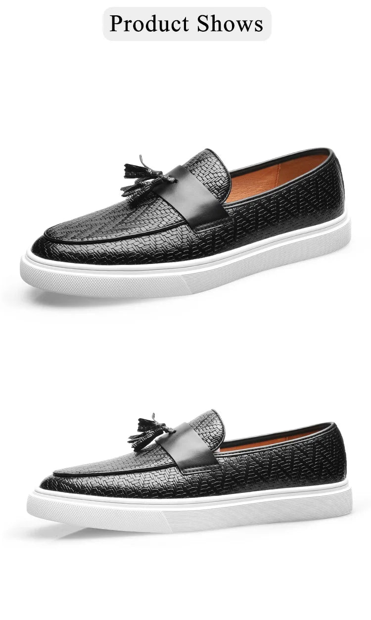 New Fashion Leather Men Party and Wedding Casual Loafers Italian Men's Dress Shoes Comfortable Breathable Men Shoes Big Size 46