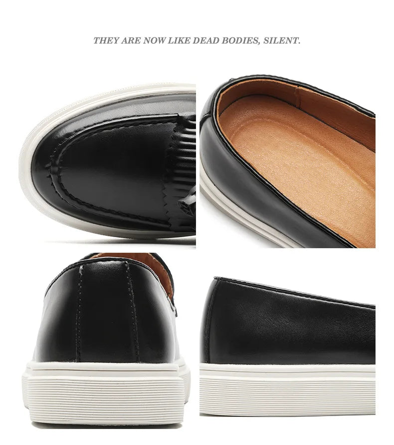 Designer Luxury Mens Wedding Dress 38~46 Tassel Loafers Brand Business Casual Moccasin Leather Driving Formal Suit Shoes for Men