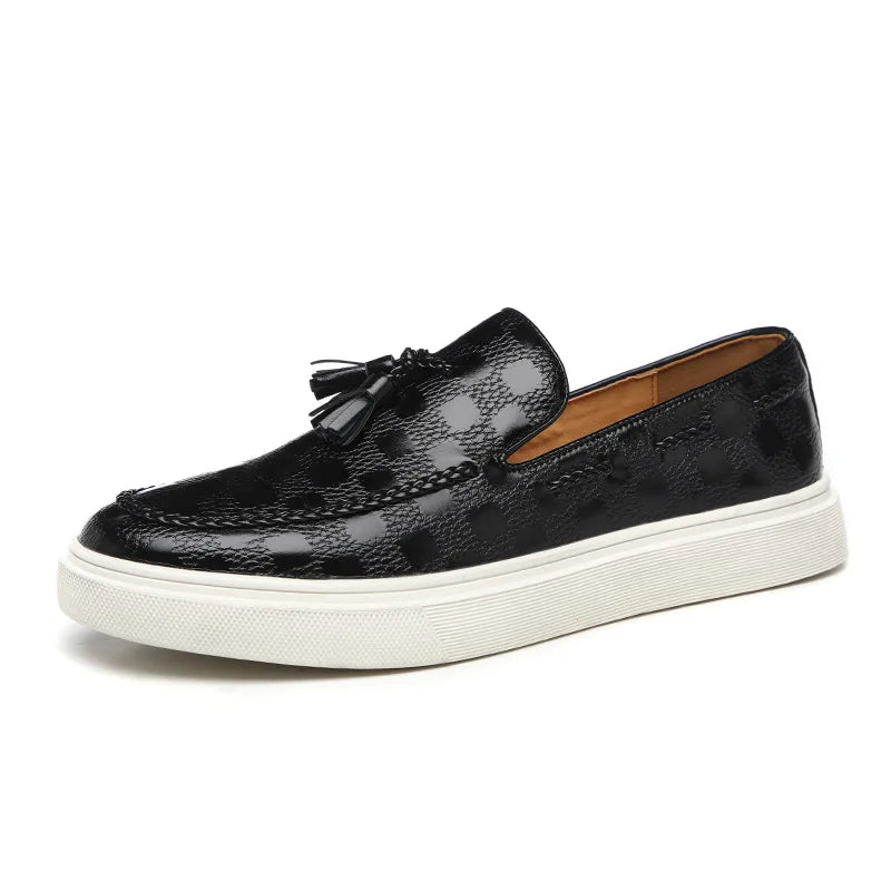 Tassel Mules Slip On Genuine Leather Mules British Style Concise Flat Casual Shoes Men's Shallow Loafers Big Size 38-46