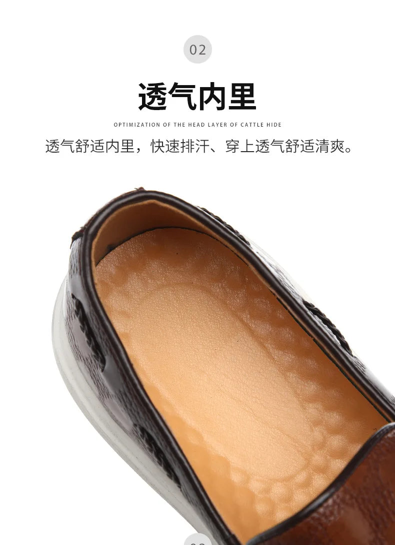 Tassel Mules Slip On Genuine Leather Mules British Style Concise Flat Casual Shoes Men's Shallow Loafers Big Size 38-46